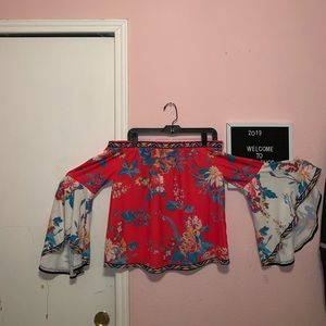 Flying Tomato Tops - Off shoulder tropical top Flying Tomato Tops - Off shoulder tropical top